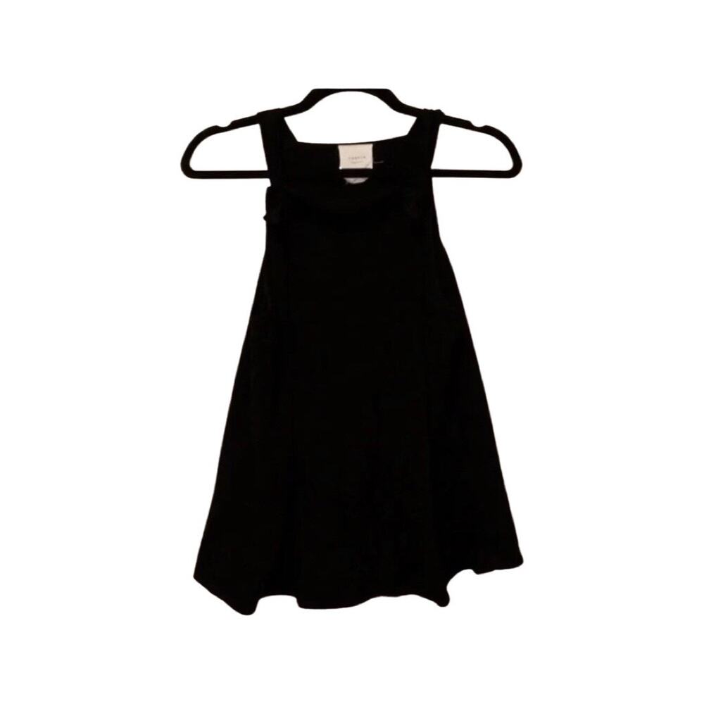 Harper heritage black linen blend tank top with knot straps